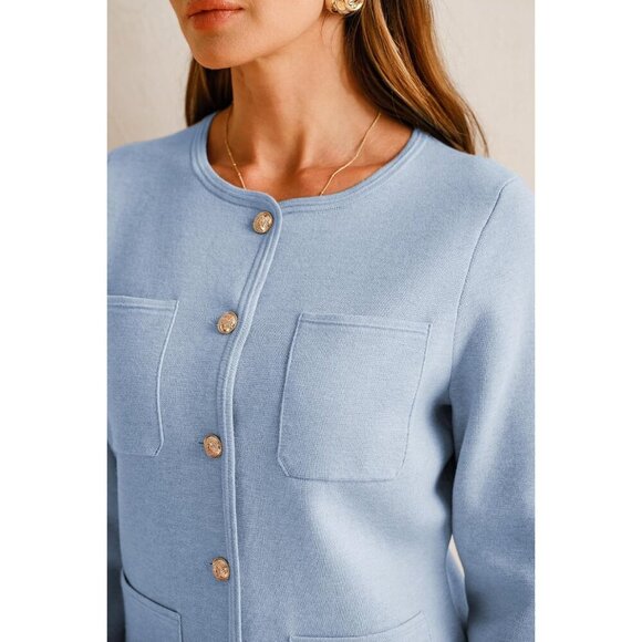 Womens Wool-Blend Sweater Blazer Business Casual Jacket with Pockets XL - Picture 6 of 6